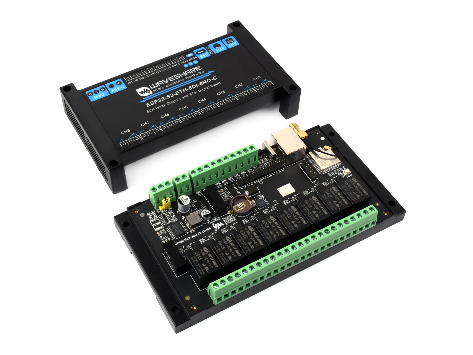 Waveshare Esp32 - Endüstriyel 8 Kanallı ESP32-S3 WiFi Röle